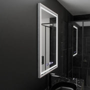 Obdélníkové LED zrcadlo, 60x80cm, Verite Imperial Silver Motion Glow Marcello, Demister System, Hodiny a teploměr, Stmívatelná zrcátka Marcello Výchozí název Alessandro Design