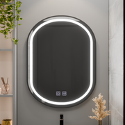 Oválné LED zrcadlo 50x80cm VETRO Touch Dimmable Demister System, černý rám Korman Mirrors E Výchozí název Alessandro Design