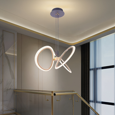 Závěsný LED lustr s dálkovým ovládáním RIMINI 52W, 3 Elements, Studené/Teplé/Neutrální světlo, Stmívatelné, Zlaté