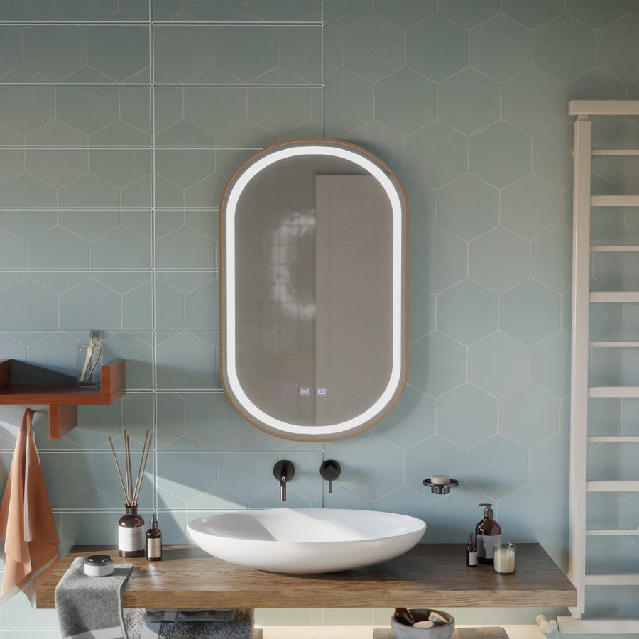 LED Touch Impora Mirror Demist System 50x80 cm Rose Gold Rám Zrcadla Korman E Výchozí název Alessandro Design
