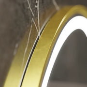 Kulaté zrcadlo LED, 60 cm, Celeste Royale Gold Eleve MotionGlow Marcello, systém odmlžování, hodiny a teploměr, stmívatelné, odnímatelný popruh, Marcello Zrcadla Výchozí název Alessandro Design