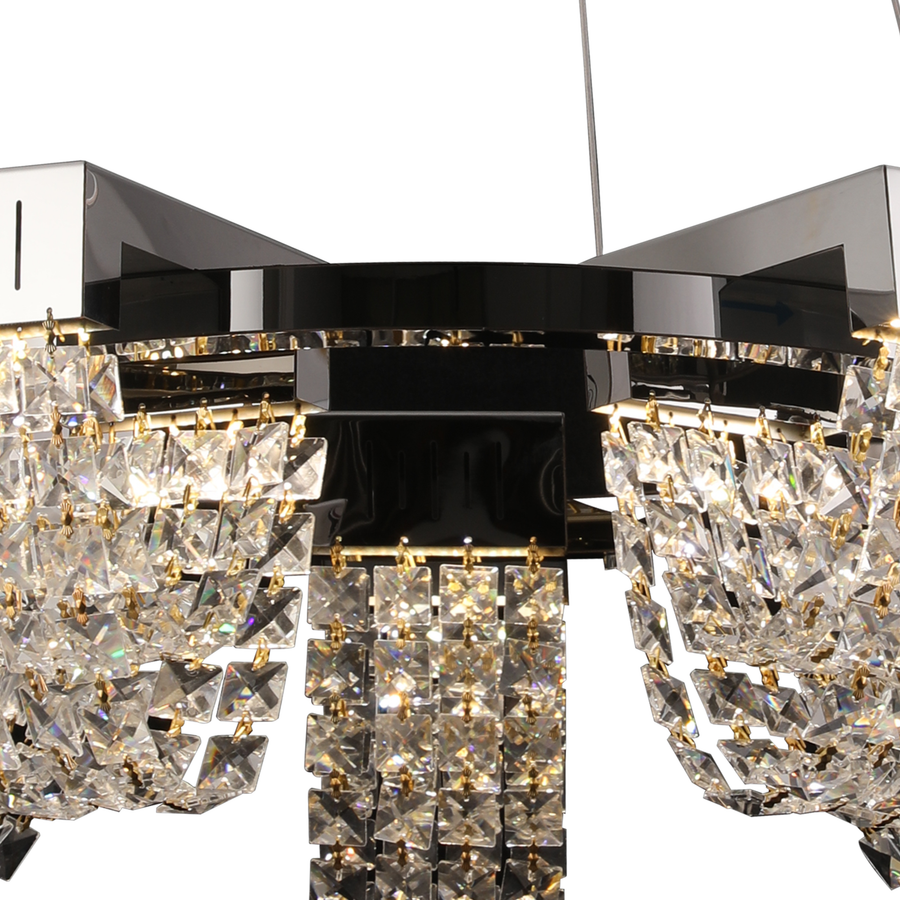 Candelabru Cristal LED 15W, STRATUS Magno , Diametru 50cm, Crom Lucios, Lumina Calda Neutra Rece 3000K/4000K/6000K Inaltime Reglabila, Metal si Cristal Candelabre Cristal Default Title Alessandro Design