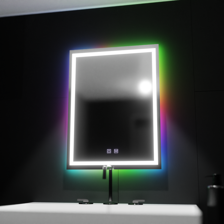 Obdélníkové LED zrcadlo 60X80cm, Spectrum Touch, RGB, Systém odmlžování Zrcadla Korman E Výchozí název Alessandro Design