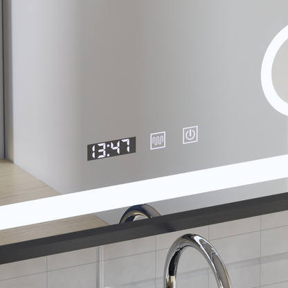 LED Touch Bernd Systém odmlžování zrcadla, hodiny a teplota 80x60 cm Černý rám kartáčovaná kosmetická lupa zrcátka Korman S Výchozí název Alessandro Design