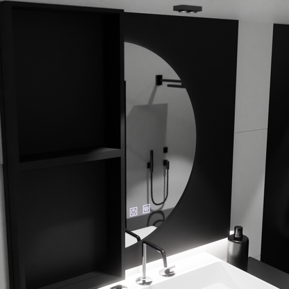 Oglinda LED Semiluna FELHOLD, 160x80cm, Sistem Touch, Lumina Rece 6000K, Dimabila