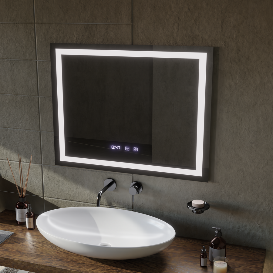 LED Touch MODENA Systém odmlžování zrcátek, hodiny a teplota 80x60 cm Zrcadla Korman S Výchozí název Alessandro Design