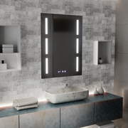 Zrcadlo LED Touch Erich S86/60X80 Systém odmlžování, hodiny a teplota 60x80 cm Zrcadla Korman S Výchozí název Alessandro Design