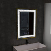 Zrcadlo LED Touch Bruno Demister System, hodiny a teplota 60x80 cm Rám z kartáčovaného zlata, S84/60X80 Zrcadla Korman S Výchozí název Alessandro Design