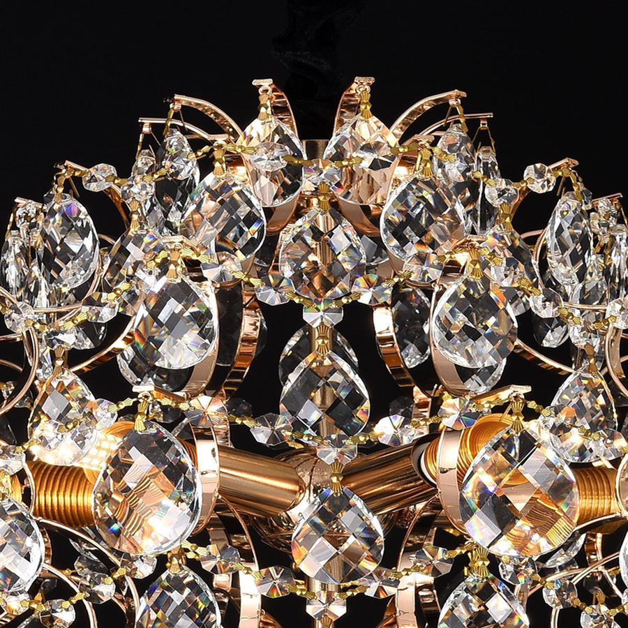 Candelabru Cristal CRYSTARA Nobile, 5x E14, Diametru 40cm, Auriu Lucios Candelabre Cristal Default Title Alessandro Design