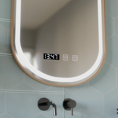 Oválné LED zrcadlo, 50x80cm, Roven Marcello MotionGlow senzor, systém odmlžování, hodiny a teploměr, stmívatelná zrcátka Marcello Default Title Alessandro Design