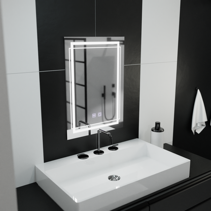 Obdélníkové LED zrcadlo, 60x80cm, KOVEN Touch, Demister System, Stmívatelná zrcátka Korman E Výchozí název Alessandro Design