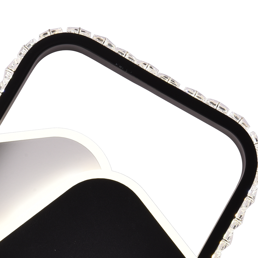 Křišťálový LED lustr PRISMIQ 39W, 3 čtverce, studené/teplé/neutrální světlo, černé LED lustry Výchozí název Alessandro Design