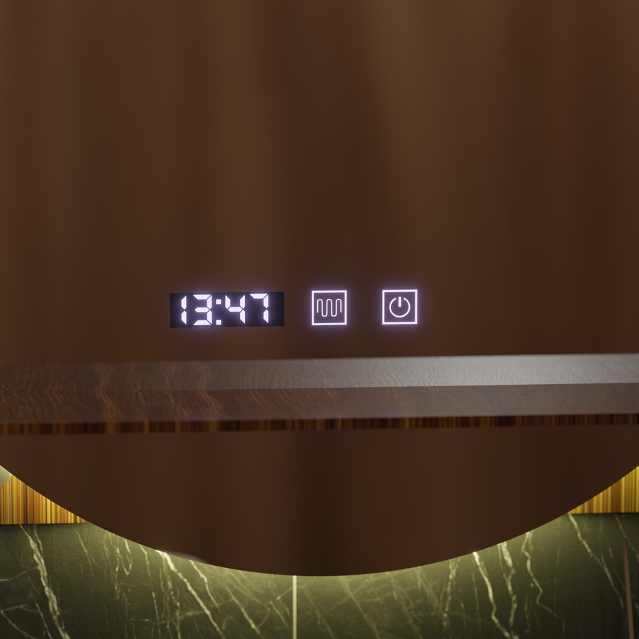 Zrcadlo LED Touch Alfred Systém odmlžování, hodiny a teplota 60x60 cm S integrovanou podporou Zrcadla Korman S Výchozí název Alessandro Design