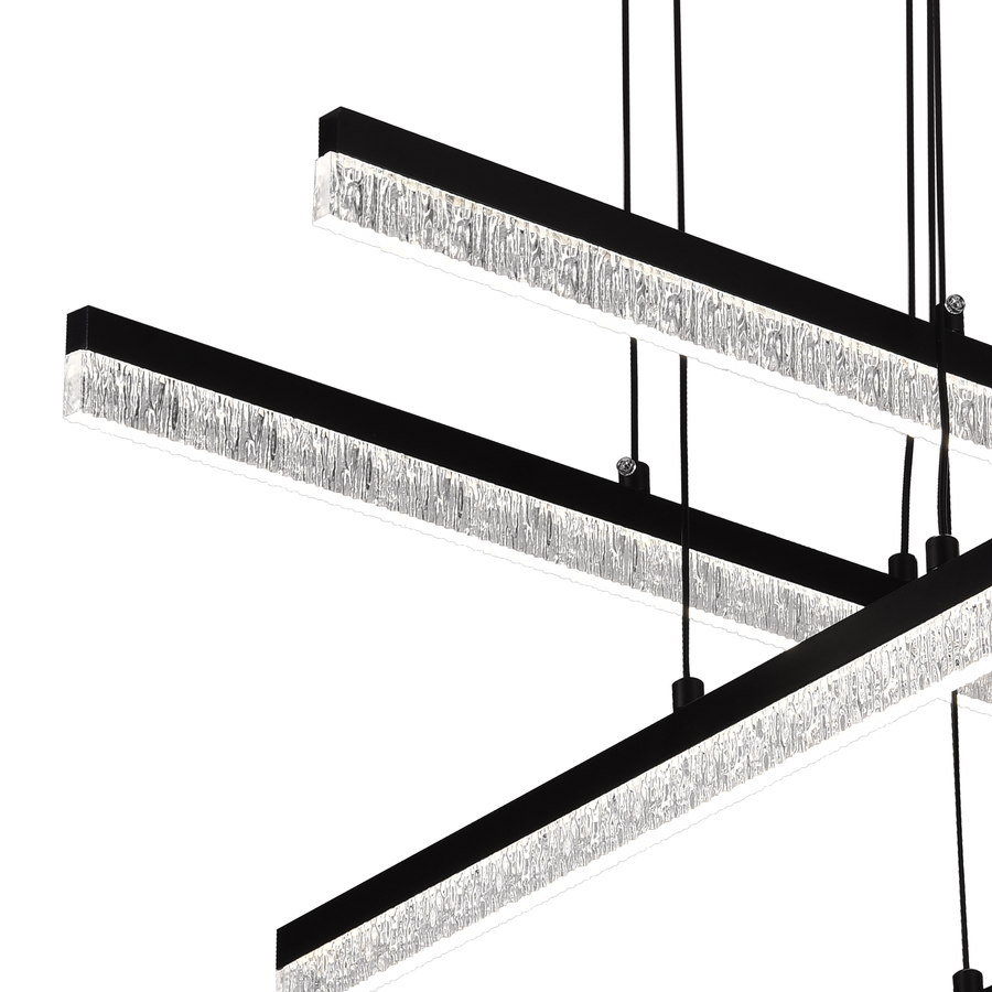 Lustra LED Suspendata cu Telecomanda STRATA, 4 elemente, 54W, Lumina 3000/4000/6000K, Negru, Inaltime Reglabila Lustre LED cu Telecomanda Default Title Alessandro Design