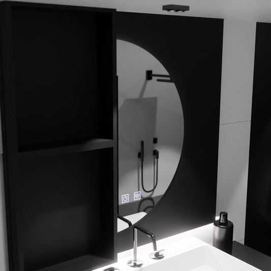 Semiluna LED zrcadlo 50x100cm, Touch Arced, Demister System, Stmívatelné zrcátka Korman E Výchozí název Alessandro Design