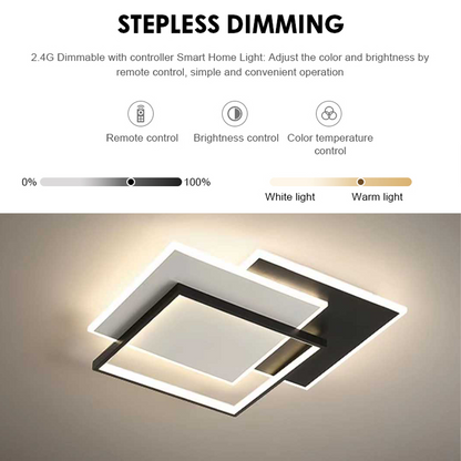 LED lustr s dálkovým ovládáním CHIARA 98W, 3 čtverce, studené/teplé/neutrální světlo, stmívatelné, černé LED lustry s dálkovým ovládáním Výchozí název Alessandro Design