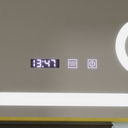 LED Touch CLARUS Systém odmlžování zrcadla, hodiny a teplota 80x60 cm Zlatý rám kartáčovaná kosmetická lupa Zrcadla Korman S Výchozí název Alessandro Design
