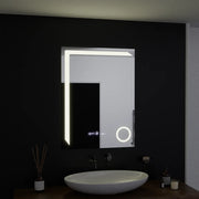 Obdélníkové LED zrcadlo, 60x80cm, Precision MotionGlow Marcello, Systém odmlžování, Hodiny & Teploměr, Kosmetická lupa, Stmívatelná zrcátka Marcello Výchozí název Alessandro Design