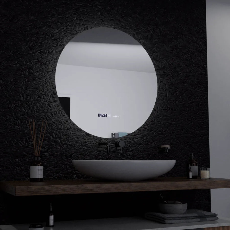 LED kulaté zrcadlo, 60 cm, Serenite MotionGlow Marcello, systém odmlžování, hodiny a teploměr, stmívatelná zrcátka Marcello Výchozí název Alessandro Design