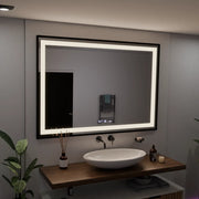 Obdélníkové LED zrcadlo, 100x65cm, Verite Majeste Noir Motion Glow Marcello, systém odmlžování, hodiny a teploměr, stmívatelná zrcátka Marcello Výchozí název Alessandro Design