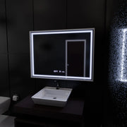 Obdélníkové LED zrcadlo, 120x80cm, Verite Imperial Silver Motion Glow Marcello, systém odmlžování, hodiny a teploměr, stmívatelná zrcátka Marcello Výchozí název Alessandro Design