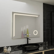 Obdélníkové LED zrcadlo, 100x80cm, Precision MotionGlow Marcello, Systém odmlžování, Hodiny & Teploměr, Kosmetická lupa, Stmívatelná zrcátka Marcello Výchozí název Alessandro Design