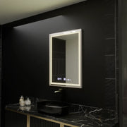 Obdélníkové LED zrcadlo, 60x80cm, Verite Imperial Silver Motion Glow Marcello, Demister System, Hodiny a teploměr, Stmívatelná zrcátka Marcello Výchozí název Alessandro Design