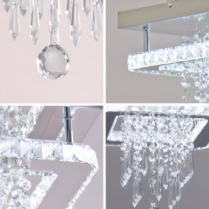 Alberico čtvercový LED lustr, 17W, studené/teplé/neutrální světlo, křišťálový, lesklý chrom Moderní lustry Výchozí název Alessandro Design