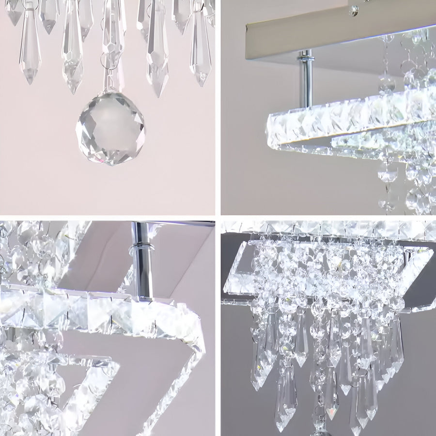 Alberico čtvercový LED lustr, 17W, studené/teplé/neutrální světlo, křišťálový, lesklý chrom Moderní lustry Výchozí název Alessandro Design