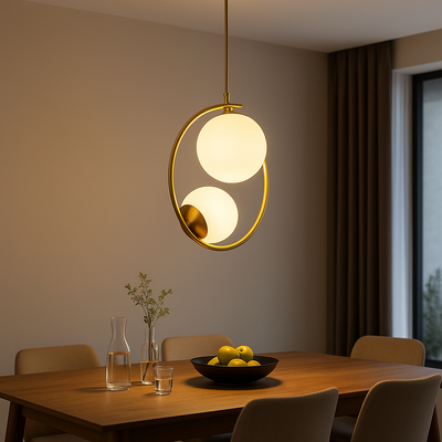 Atelierový lustr LOFT, 2x E27, bílé zlato, kov, nastavitelná výška