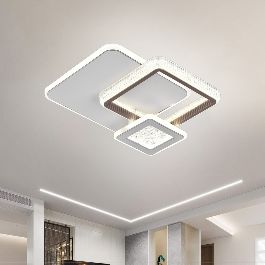 LED lustr NYXORA 51W, 3 čtverce, studené/teplé/neutrální světlo, bílé LED lustry Výchozí název Alessandro Design