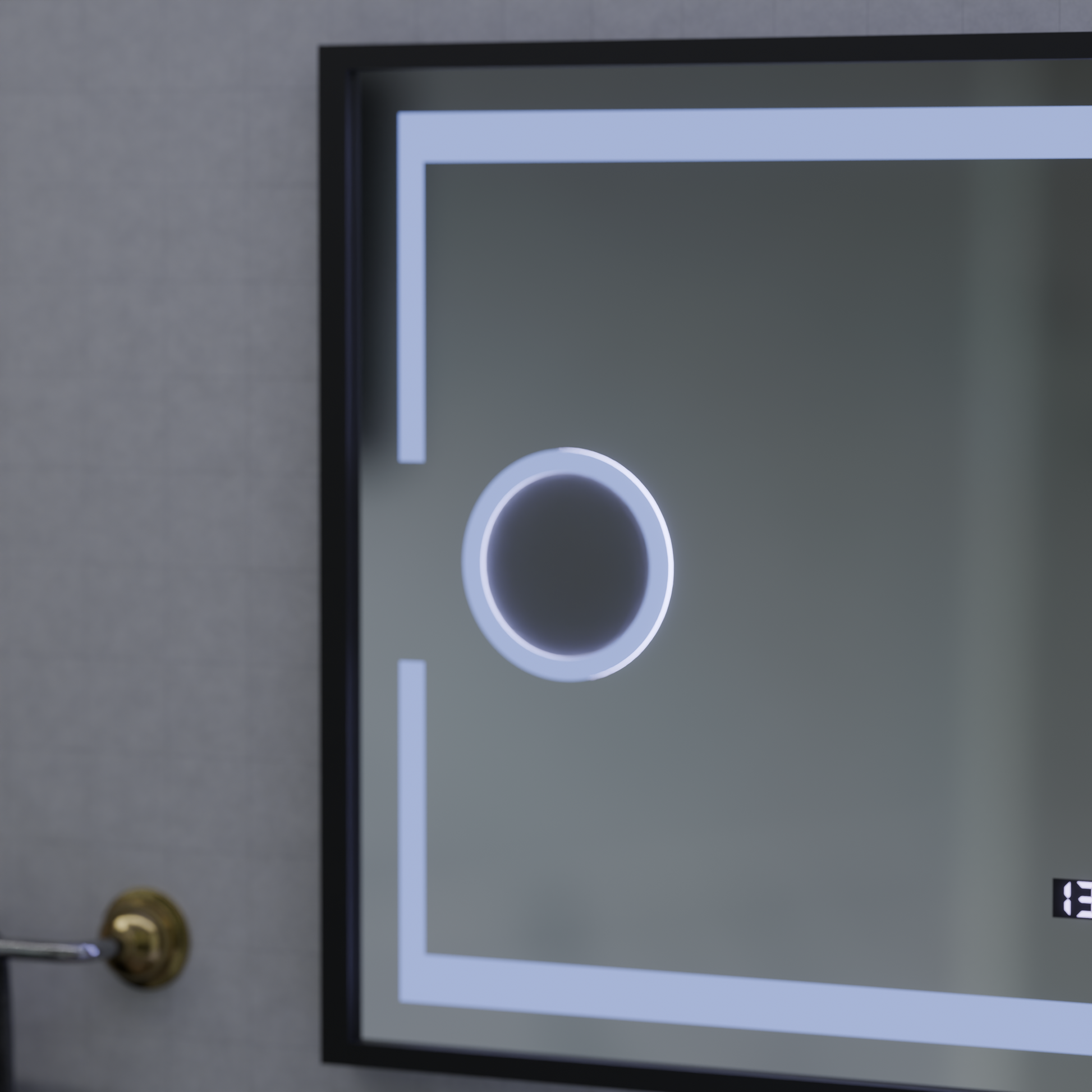 LED zrcadlo MotionGlow Senzor Domingo s funkcí odmlžování Teploměr Hodiny 120x65 cm Stmívatelné Studené/Teplé/Neutrální světlo, Brushed Black Frame, Marcello Funghi kolekce Marcello Mirrors Výchozí název Alessandro Design