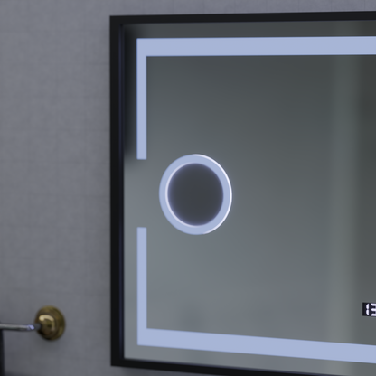 LED zrcadlo MotionGlow Senzor Domingo s funkcí odmlžování Teploměr Hodiny 120x65 cm Stmívatelné Studené/Teplé/Neutrální světlo, Brushed Black Frame, Marcello Funghi kolekce Marcello Mirrors Výchozí název Alessandro Design