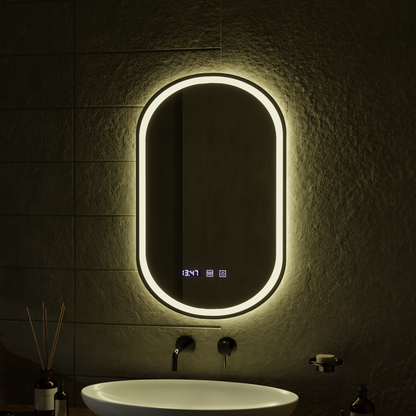 LED dotykové zrcadlo ONIRA Systém odmlžování, hodiny a teplota 50x80 cm Zrcadla Korman S Výchozí název Alessandro Design