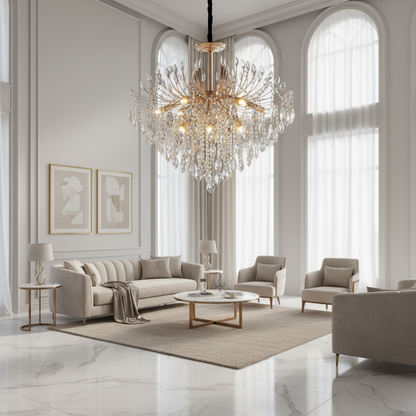 Křišťálový lustr CC9313/12FGD, 12x E14, Průměr 50cm, Zlatý