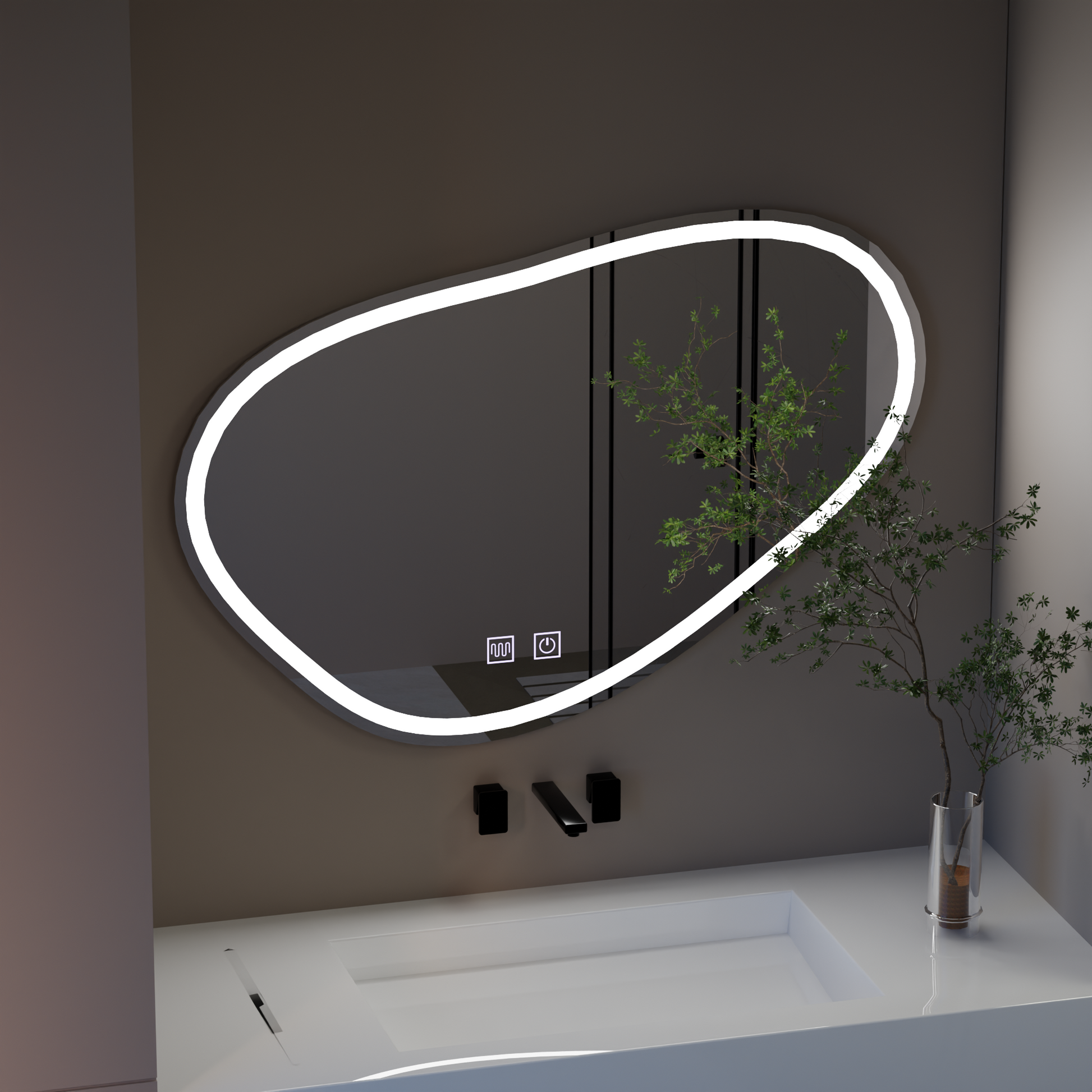 LED Touch Quassare Mirror, Demister System 90x65 cm Zrcadla Korman E Výchozí název Alessandro Design