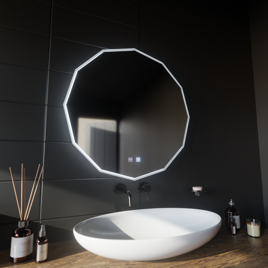 LED kulaté zrcadlo, 80 cm, VIVO Touch, Demister System, stmívatelná zrcátka Korman E Výchozí název Alessandro Design