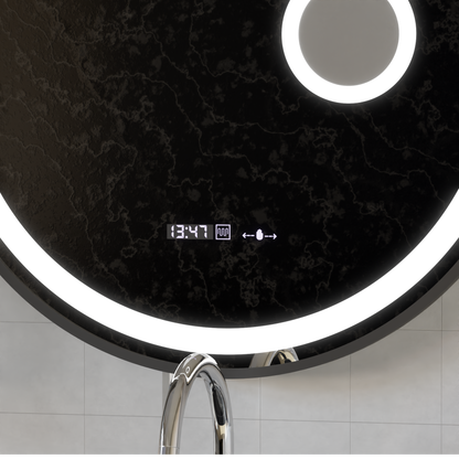 LED kulaté zrcadlo, 11W, 60cm, Micah Marcello MotionGlow Sensor, Demister System, Hodiny a teploměr, Kosmetická lupa, Stmívatelné Marcello Mirrors Výchozí název Alessandro Design