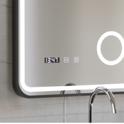 Ulrich LED Touch Mirror De-fogging System, Clock and Temperature 75x90 cm Černý rám Kartáčovaná kosmetická lupa Zrcadla Korman S Výchozí název Alessandro Design