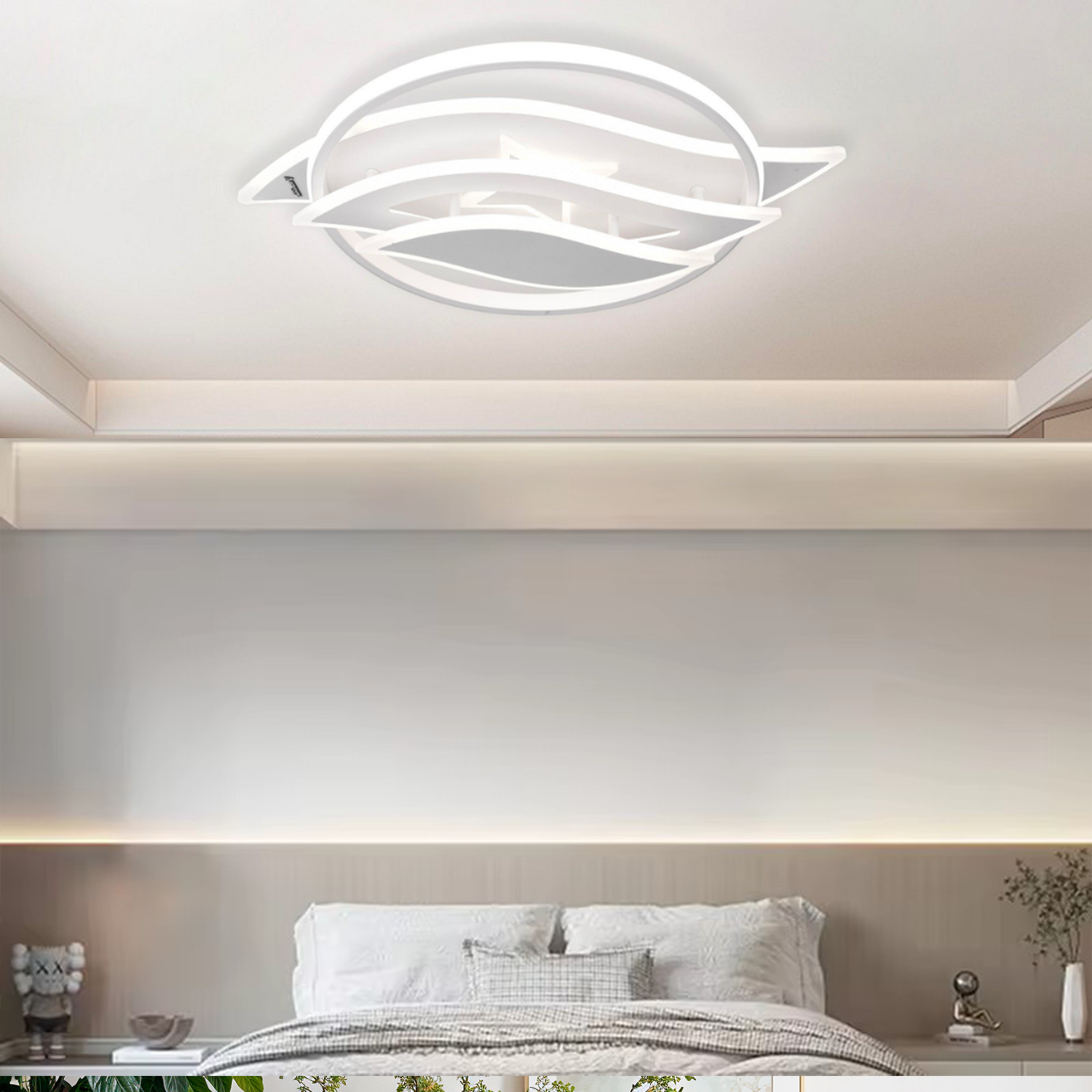 LED lustr s dálkovým ovládáním JARRIA 52W, studené/teplé/neutrální/RGB světlo, stmívatelné, bílý LED lustr s dálkovým ovládáním Výchozí název Alessandro Design