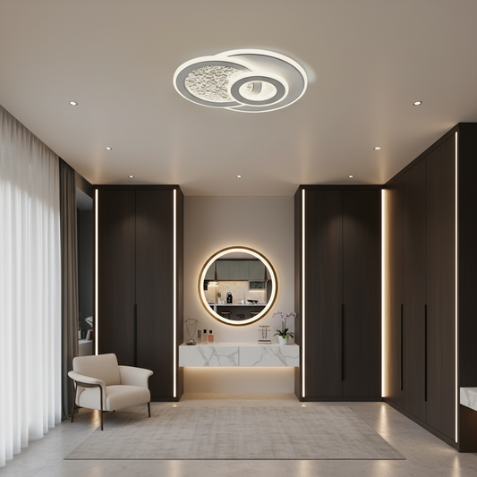 KOMPACTO LED lustr 47W, 3 kruhy, studené/teplé/neutrální světlo, bílé LED lustry Výchozí název Alessandro Design