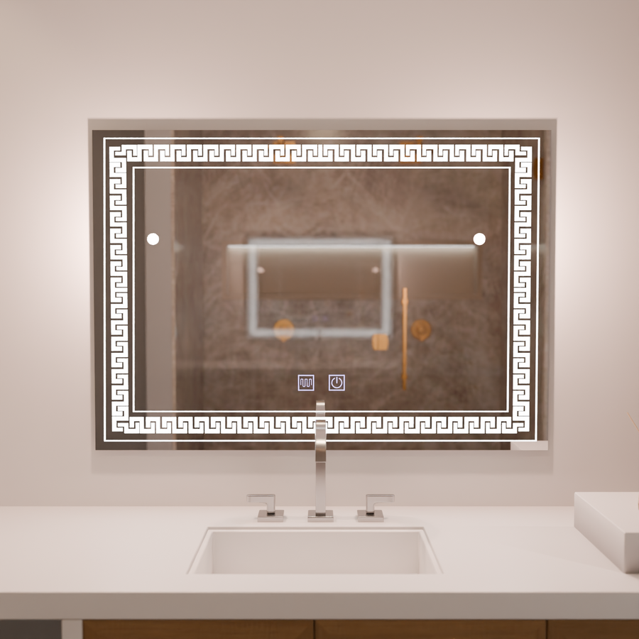 Obdélníkové LED zrcadlo 80x60 Touch Volta Systém odmlžování Zrcadla Korman E Výchozí název Alessandro Design
