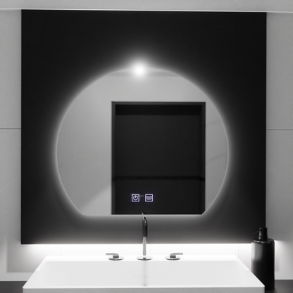 Půlměsícové LED zrcadlo, 60x54, Soluna Touch, Demister System, Stmívatelné zrcátka Korman E Výchozí název Alessandro Design