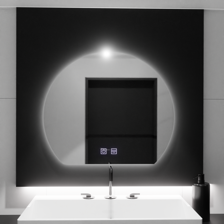 Půlměsícové LED zrcadlo, 60x54, Soluna Touch, Demister System, Stmívatelné zrcátka Korman E Výchozí název Alessandro Design