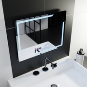 Obdélníkové LED zrcadlo, 80x60cm, Rayonnement MotionGlow Marcello, Demister System, Hodiny & Teploměr, Stmívatelná zrcátka Marcello Výchozí název Alessandro Design