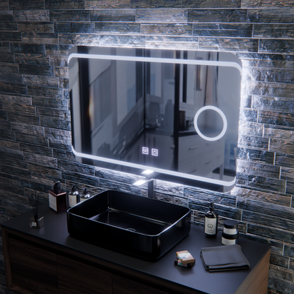 LED zrcadlo E30S/65X45, funkce dotyku a odmlžování, kosmetické světlo, 65x45cm, studené světlo 6000K Zrcadla Korman E Výchozí název Alessandro Design