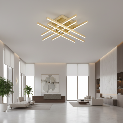 LED lustr s dálkovým ovládáním LINEX, 81W, světlo 3000K/4000K/6000K, stmívatelný, zlatý