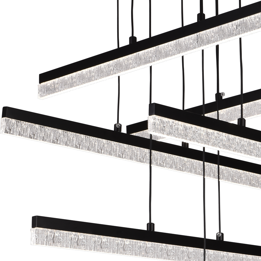 Lustra LED Suspendata cu Telecomanda, STRATA, 6 elemente, 82W, Lumina 3000/4000/6000K, Negru, Inaltime Reglabila Lustre LED cu Telecomanda Default Title Alessandro Design