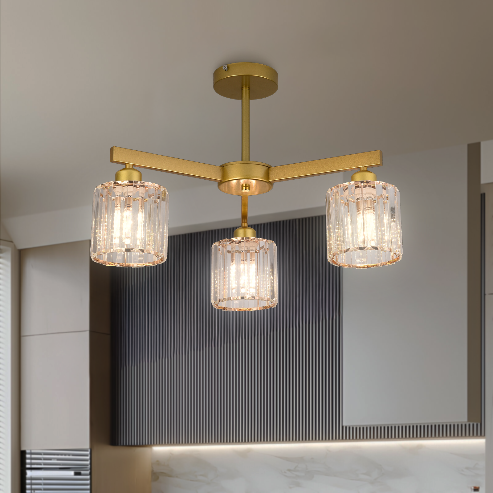 Lustra Clasica Moderna LC110/3GD cu Cristal, 3x E27, Auriu, Metal si Cristal Lustre Clasice Default Title Alessandro Design