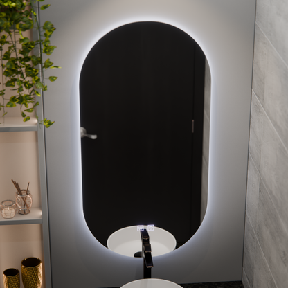 Oválné LED zrcadlo, 50x100cm, Velara Touch, Demister System, Stmívatelné